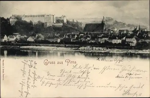 Ak Pirna an der Elbe, Ortsansicht