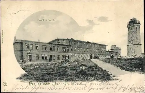 Ak Brocken Nationalpark Harz, Brockenturm, Brockenhotel