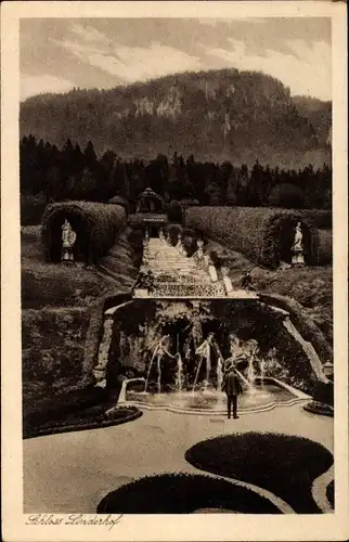 Ak Linderhof Ettal Oberbayern, Schloss Linderhof, Park