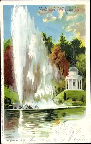 Künstler Litho Bad Wilhelmshöhe Kassel, Fontäne