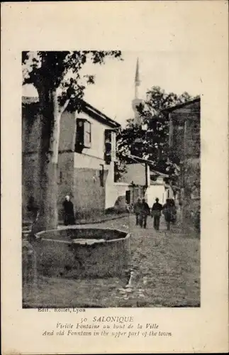 Ak Saloniki Thessaloniki Griechenland, Vieille Fontaine au haut de la Ville, Brunnen