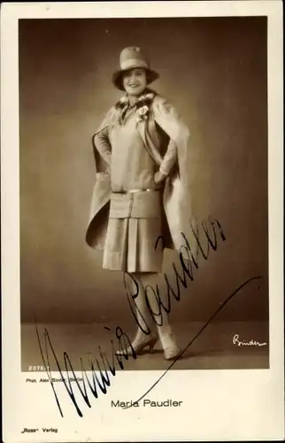 Ak Schauspielerin Maria Paudler, Portrait, Kleid, Autogramm