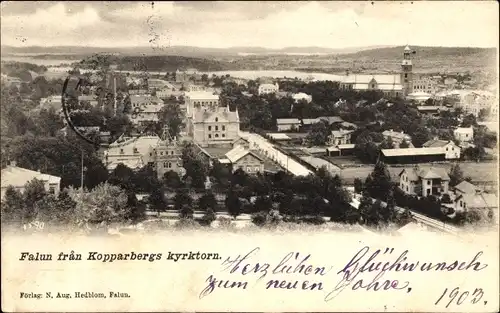 Ak Falun Schweden, Falun från Kopparbergs kyrktorn, Totale