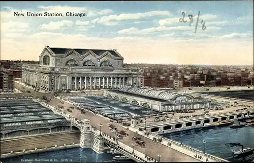 Ak Chicago Illinois USA, New Union-Station