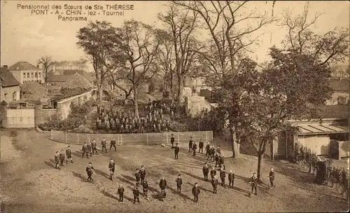 Ak Pont à Chin lez Tournai Wallonien Hennegau, Pensionnat des Soeurs de Ste. Thérèse, Panorama