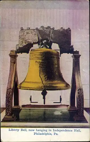 Ak Philadelphia Pennsylvania USA, Liberty Bell, hängt jetzt in der Independence Hall