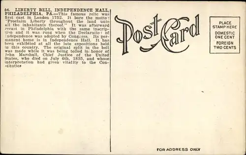 Ak Philadelphia Pennsylvania USA, Liberty Bell, hängt jetzt in der Independence Hall
