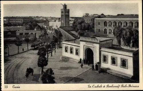 Ak Tunis Tunesien, La Casbah und Boulevard Bab Ménara