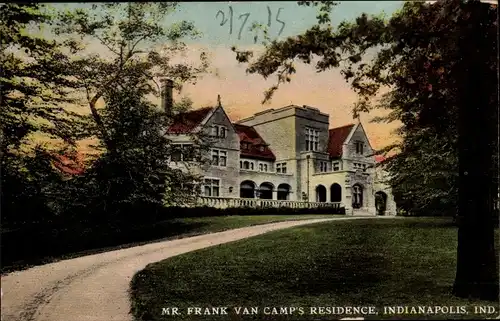 Ak Indianapolis Indiana USA, Herr Frank van Camps Residence