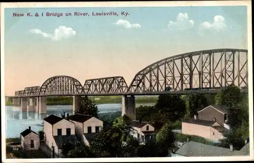 Ak Louisville Kentucky USA, Neue K & I-Brücke am Fluss