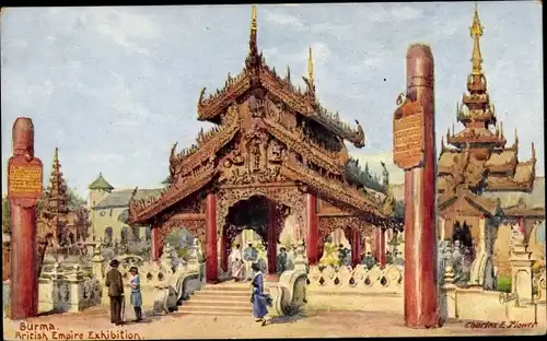 Kübstler Ak Flower, Charles, Burma Myanmar, Bridge House, Gate of the Arakan Pagoda at Mandalay