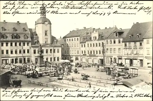 Ak Glauchau in Sachsen, Markt