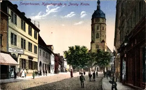 Ak Sangerhausen am Südharz, Kylische Straße mit Jakobikirche