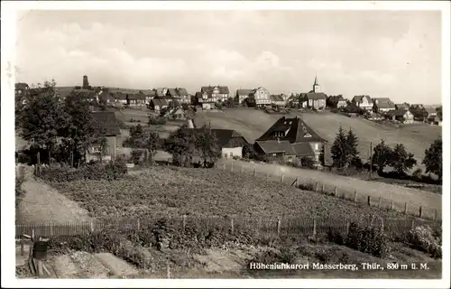 Ak Masserberg im Thüringer Schiefergebirge, Garten, Kirche, Panorama