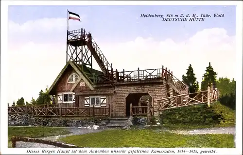 Ak Ilmenau in Thüringen, Heidenberg, Deutsche Hütte, Aussichtsturm