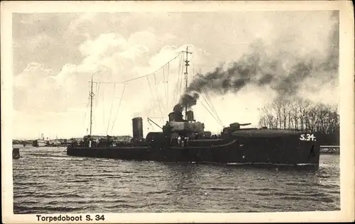 Ak Deutsches Kriegsschiff, Torpedoboot S 34, Kaiserliche Marine