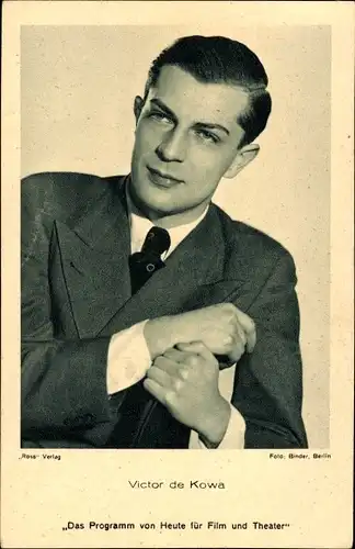 Ak Schauspieler Victor de Kowa, Portrait, Anzug, Krawatte