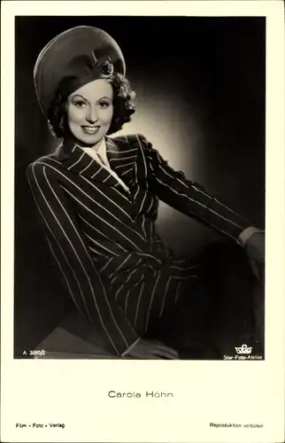 Ak Schauspielerin Carola Höhn, Portrait, Hut