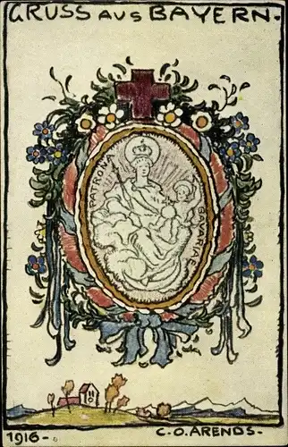 Künstler Ak Arends, C O, Opfertag 1916, Propaganda, Kaiserreich, Bayern