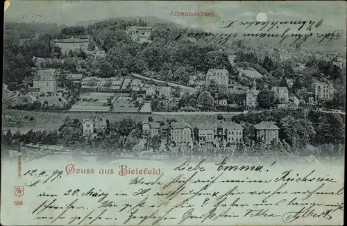 Mondschein Ak Bielefeld in Nordrhein Westfalen, Totalansicht, Johannesberg