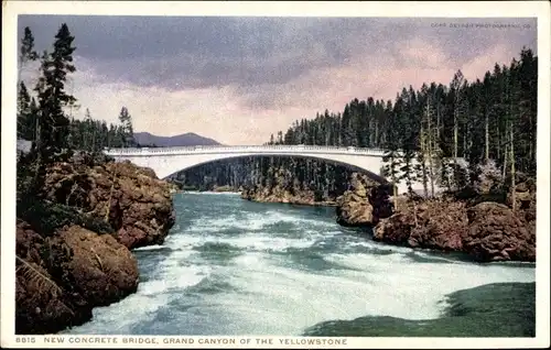 Ak Wyoming USA, Grand Canyon des Yellowstone, New Concrete Bridge