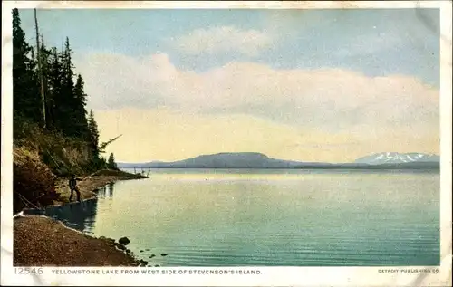 Ak Wyoming USA, Yellowstone Lake von der Westseite von Stevenson's Island