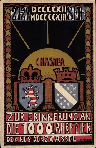 Wappen Ak Kassel in Hessen, 1000 Jahrfeider der Residenz, Chasalia