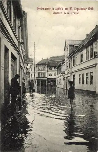 Ak Apolda in Thüringen, Hochwasser 1909, Untere Karlstraße