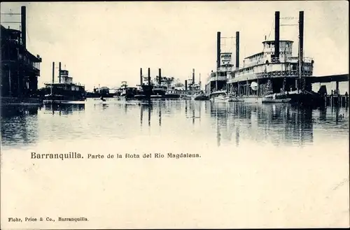 Ak Barranquilla Kolumbien, Teil der Magdalena-Flussflotte