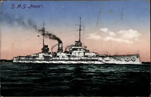 Ak Deutsches Kriegsschiff, SMS Posen, Kaiserliche Marine