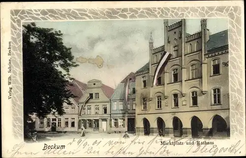 Ak Beckum in Westfalen, Marktplatz, Rathaus