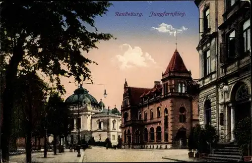 Ak Rendsburg in Schleswig Holstein, Jungfernstieg