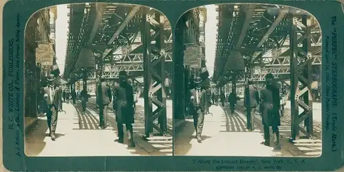 Stereo Foto New York City USA, Along the famous Bowery