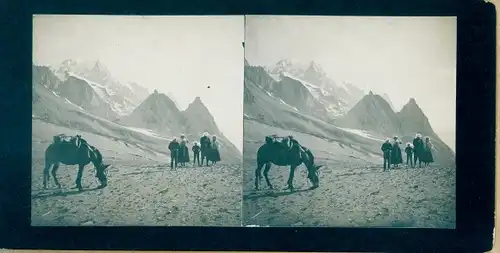 Stereo Foto Haute Savoie, Gebirge, Col de la Seigne, Mont Blanc, 1908