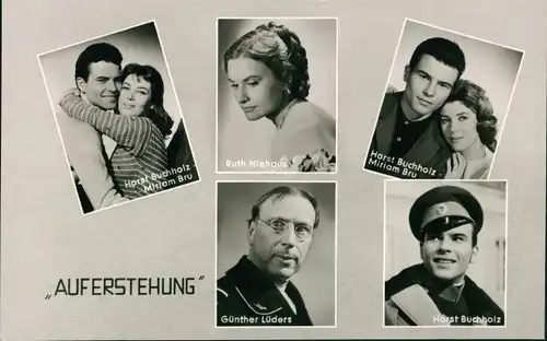 Ak Schauspieler Horst Buchholz, Miriam Bru, Günther Lüders, Portrait, Auferstehung