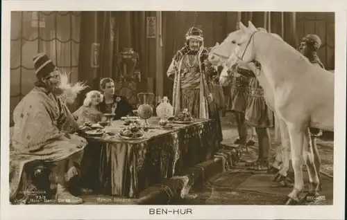 Ak Schauspieler Ramon Novarro, Filmszene aus Ben Hur, Pferde, Ross Verlag 73 2