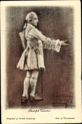 Künstler Ak Godefroy, Frank, Schauspieler Rudolph Valentino, Portrait