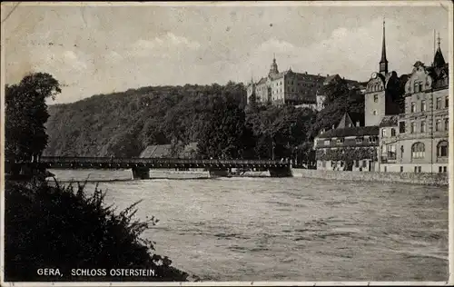 Ak Untermhaus Gera in Thüringen, Schloss Osterstein, Brücke, Kirche