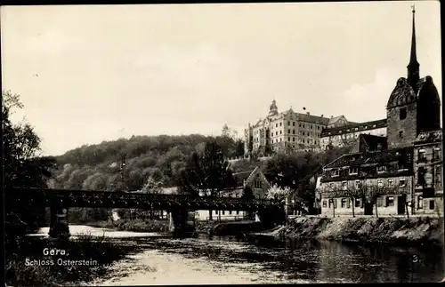 Ak Untermhaus Gera in Thüringen, Schloss Osterstein, Brücke, Kirche