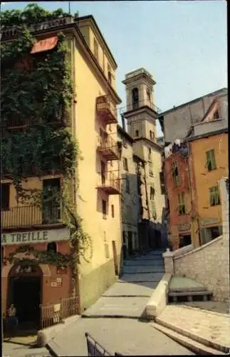 Ak Nice Nizza Alpes Maritimes, Altstadt, Rue Saint-Augustin, Kirche Saint Augustin, Kirchturm