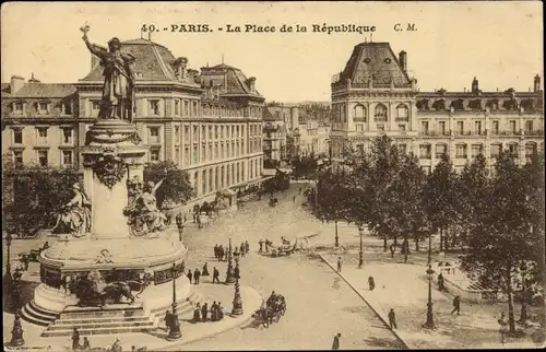 Ak Paris III, Place de la République, Denkmal