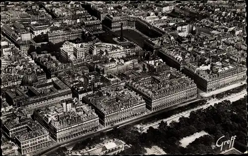 Ak Paris I, Rue Castiglione, Rue de Rivoli, Place et la Colonne Vendome, Luftbild