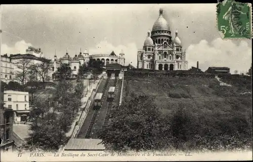 Ak Paris XVIII Montmartre, Basilika Sacre Coeur, Funiculaire