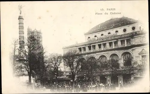 Ak Paris, Place du Châtelet, Théâtre Sarah Bernhardt