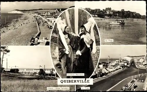 Ak Quiberville Seine-Maritime, Strand, Colonie Union Lorraine, Trachten der Normandie