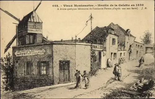 Künstler Ak Paris XVIII Montmartre, Moulin de la Galette en 1850