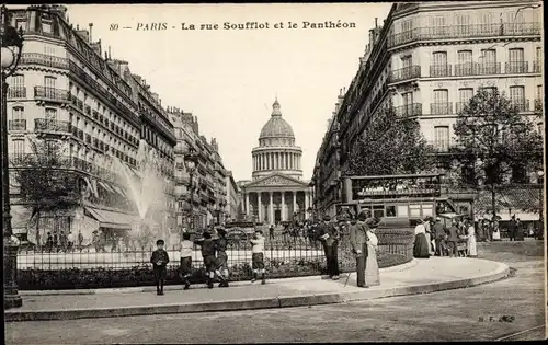 Ak Paris V Panthéon, Rue Soufflot, Pantheon