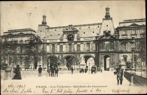Ak Paris I Louvre, Jardin des Tuileries, Guichets du Carrousel