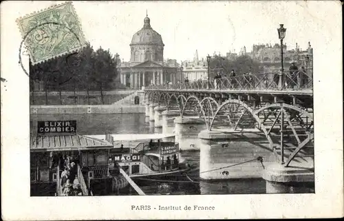 Ak Paris, Institut de France, Elixir Combier, Seitenansicht der Brücke