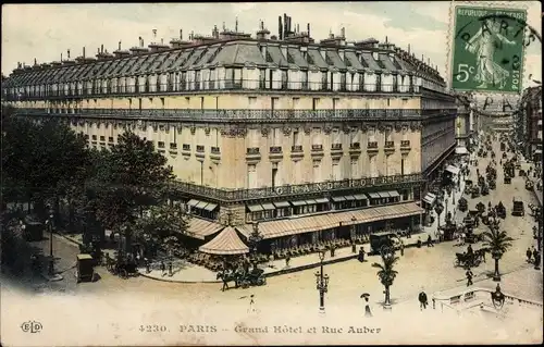 Ak Paris IX, Grand Hotel und Rue Auber